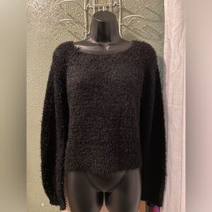 Mudd Sz Large Fuzzy Black pullover Sweater